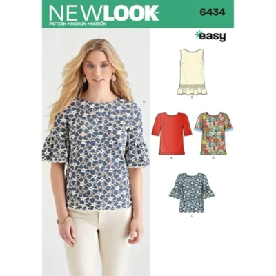 Obrázek New Look Pattern 6434A Misses&#039; Tops with Fabric Variations, Paper, 22x15x1 cm
