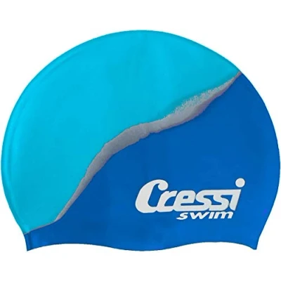 Obrázek Cressi dětská silikonová Kids Cap Shark koupací čepice/plavecká čepice, Royal modrá/modrá, univerzální