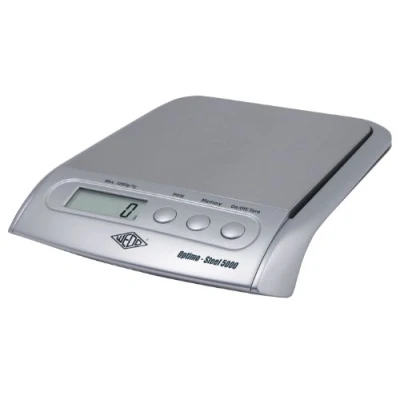 Obrázek Wedo 485154 Elektronická univerzální váha Optimo Steel 5000 (s talířem na vážení, z nerezové oceli, g/1 g), stříbrná
