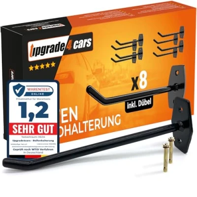 Obrázek Upgrade4cars Nástěnný Držák na Pneumatiky pro 8 ráfků Sada vč. šroubů a hmoždinek do auta stěnu hák Garáž pogumovaný v černé barvě