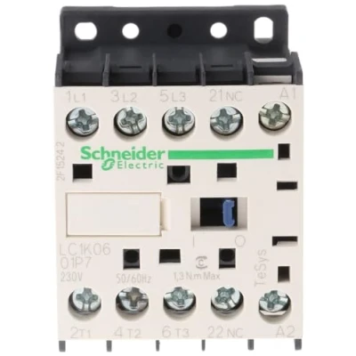 Obrázek Schneider Electric Výkonový stykač LC1K 3p,+1Ö, 2. 2 kW, 6 A, 400 V AC3, cívka 230 AC, LC1K0601P7