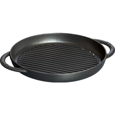 Obrázek Plechová grilovací pánev 26 cm, kulatá, černá, litina