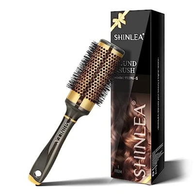 Obrázek Haarbürste ohne Ziepen SHINLEA Bürste für Locken, rund Damen und Kinder, 43 mm Nylon Rundhaarbürste aus Aluminium, Rundbürste Profi zum Stylen, Föhnen Glätten