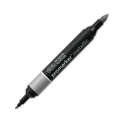 Obrázek Winsor &amp; Newton 0206691 ProMarker Metallic, profesionální Layoutmarker 2 hroty, jemné a široké pro výkresy, design rozložení stříbrná metalická
