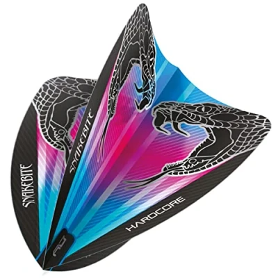 Obrázek RED DRAGON Peter Wright Snakebite Hardcore Freestyle Dart Flights, Pink und Blau, 3 Sets pro Packung (9 Flights insgesamt), F6691