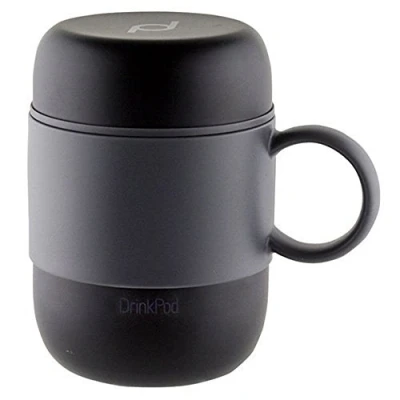 Obrázek Pioneer DrinkPod s rukojetí, izolační pohárek z ušlechtilé oceli, 0,28 l, dvouplášťový, termonádoba, 6 hodin, horká, 24 chlazení, zabezpečená proti vytečení, bez BPA černá