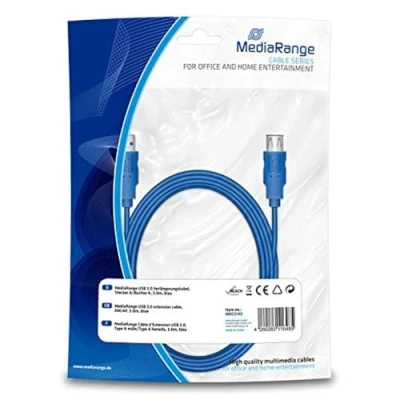 Obrázek MediaRange MRCS145 USB Kabel, am/Af 3m Version 3.0 blau