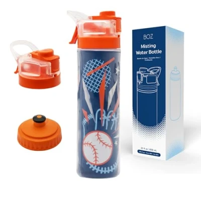 Obrázek BOZ Trinkflasche Sport 650 ml mit Baseball Motiv BPA freie Wasserflasche Sprühnebel und Quetschfunktion Auslaufsichere für Kinder Geeignet Sport, Schule &amp; Freizeit