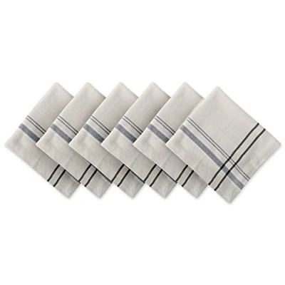 Obrázek DII French Stripe Tabletop Collection sada ubrousků na jídelní stůl, styl statku, 50 x cm, taupe/černá, 6dílná