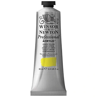 Obrázek Winsor &amp; Newton Profesionální akrylová barva 2320346 v umělecké kvalitě, vysoká zářivost barev a krycí schopnost, archivní kvalita, 60 ml tuba citrónově žlutá