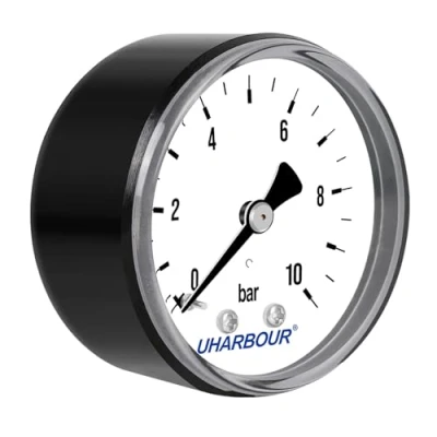 Obrázek UHARBOUR manometr vody 0 10 bar, 1/4 palce, tlakový vzduch držák na zadní straně, mosazné připojení BSP