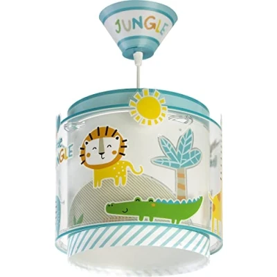 Obrázek Dalber kinderlampe Pendelleuchte Hängelampe My Little Jungle Dschungel Tiere Löwen Elefanten Giraffen Krokodil, Bunt