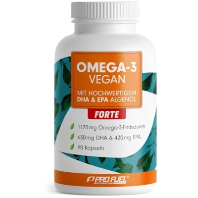 Obrázek omega 3 vegan FORTE 90 kapslí 2000 mg oleje z řas denně vysoká dávka 630 DHA + 420 EPA kapsle s veganským olejem DHA: poměr 3: 2 laboratorně testováno
