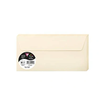 Obrázek Clairefontaine 5445C balení s 20 obálkami pyl, formát DL, 110 x 220 mm, 120 g, ideální pro korespondenci a pozvánky, slonovina, 1