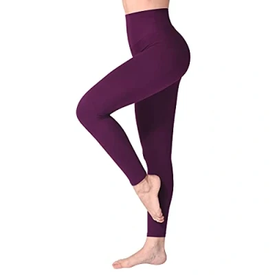 Obrázek SINOPHANT Leggings Damen High Waist Blickdicht Leggins mit Bauchkontrolle für Sport Yoga Gym(1 Zwetschgenpurpur,S M)
