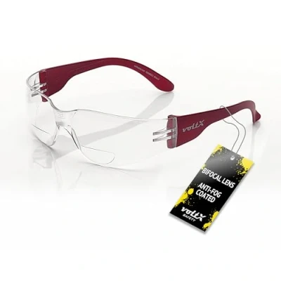 Obrázek voltX &quot;GRAFTER&quot; BIFOKALE (KLAR +2.0 Dioptrie) Lehké Průmyslové Čtení Ochranné brýle, Anti Fog UV400 Čočky / Sportovní brýle pro cyklisty Safety Reading Glasses