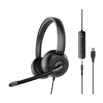 Obrázek Speedlink METIS USB stereo sluchátka lehká s mikrofonem a kabelovým dálkovým ovládáním, 3,5mm jack konektor, úložná taška, černá