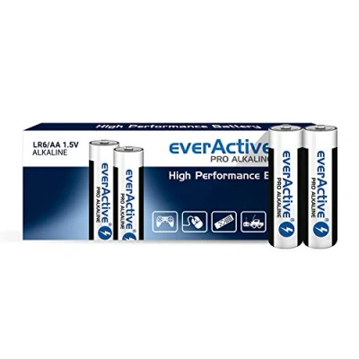 Obrázek everActive AA baterie balení po 10 kusech, Pro alkalické, Mignon LR6 R6 1,5 V, nejvyšší výkon, trvanlivost let, kusů