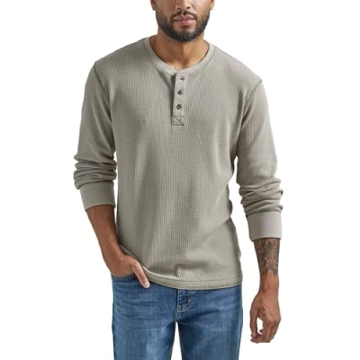 Obrázek Wrangler Authentics Men&#039;s Long Sleeve Waffle Henley, Pemzový kámen