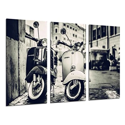 Obrázek Nástěnný obraz Vintage Vespa motocykly, 97 x 62 cm, dřevěný potisk formát XXL umělecký tisk, ref. 26307