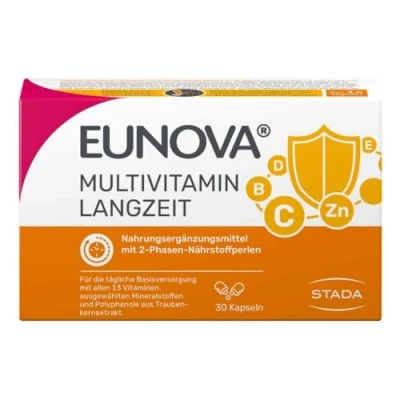 Obrázek EUNOVA Dlouhodobý doplněk stravy se všemi 13 vitamíny, s důležitými minerály a karotenoidy 1 x 60 kapslí