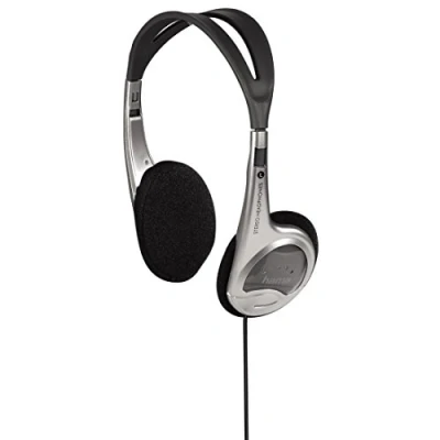Obrázek Hama Lehká sluchátka HK 229 (On Ear Super Bass, 70 g lehká, stereo, délka kabelu 150 cm, pozlacený konektor 3,5 mm, vedení kabelů jednostranný) stříbrná