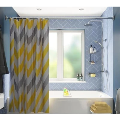 Obrázek Croydex gelb &amp; grau Chevron Textil Duschvorhang mit Hygiene &#039;N&#039; Clean, gelb/grau