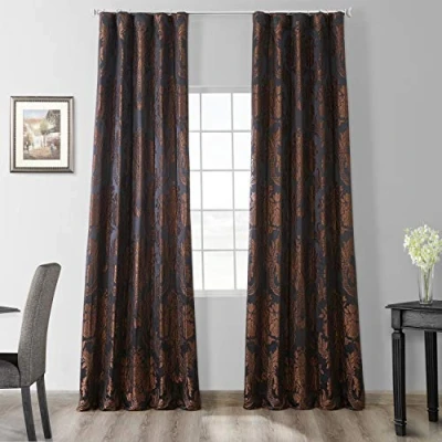 Obrázek HPD Half Price Drapes JQCH 201272 108 Magdelena Faux Silk Jacquard Curtain,Jade &amp; Gold,50 X