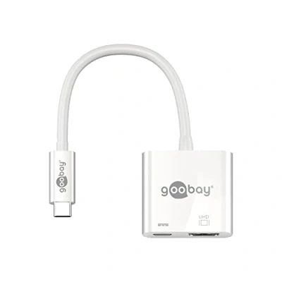 Obrázek Goobay 62110 USB C konektor na HDMI zdířku, PD, bílá, extra zdířka