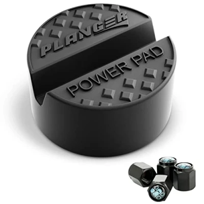 Obrázek PLANGER® Gumová podložka na zvedák Power PAD + 4 ventilační krytky pojízdném zvedáku chrání osobní a SUV díky tvaru gumě, terénním vozům