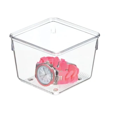 Obrázek iDesign Linus organizér do šuplíku, malá plastová vložka zásuvky na příbory a jiné potřeby, průhledný, 10 cm x 7,5
