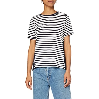 Obrázek Yargıcı Dámské Contrast Panelled Printed tričko Regular Fit m Modrá (námořnická 004)