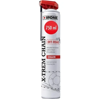 Obrázek IPONE X Trem Chain Off Road řetězový sprej pro terénní motocykly 750 ml láhev s rozprašovačem se speciální hlavicí rozprašovače odpuzuje nečistoty pohyblivá přesná stříkací hlava