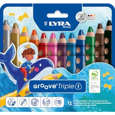 Obrázek LYRA L3831120 Groove Triple 1, kartonové pouzdro s 12 barevnými tužkami, tříděné, vícebarevné