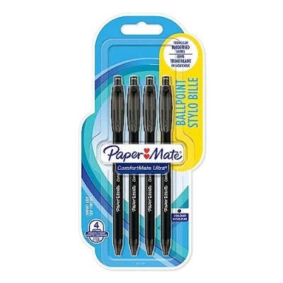 Obrázek Paper Mate ComfortMate Ultra kuličkové pero střední špička (1,0 mm) černé 4 kusy