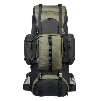 Obrázek Amazon Basics Turistický batoh s vnitřní konstrukcí a ochranou proti dešti, 65 l, zelený