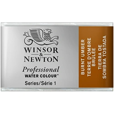 Obrázek Winsor &amp; Newton 0100076 profesionální akvarelová barva, živé vodní barvy v umělecké kvalitě, vysoká zářivost barev a svítivost, stálá na světle, archivní kvalita, celá miska umbra vypalovaná