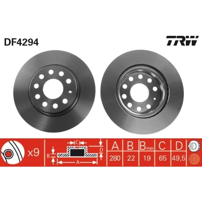 Obrázek TRW Automotive Aftermarket DF4294 brzdový kotouč (pár)