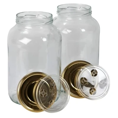 Obrázek myFERMENTS Kimchi Behälter 4L großes Fermentierglas für Kombucha, Kimchi, Kefir Einmachgläser mit Schraubdeckel, weite Öffnung zum Einlegen, Fermentieren Luftdichte Deckel 2er Set