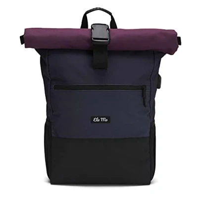 Obrázek Ela Mo batoh Dámský školní Rolltop krásný, pohodlný a promyšlený 18 l, Červená (berry), Neformální