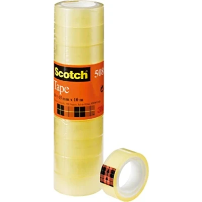 Obrázek Scotch 508 transparentní lepicí páska, 10 rolí, 15 mm x m univerzální páska pro opravy, uzavírání dokumentů
