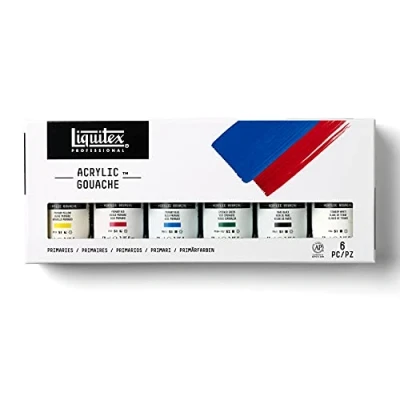 Obrázek Liquitex 3699323 profesionální akrylový kvaš, primární barvy, sada 6 lahví po 59 ml