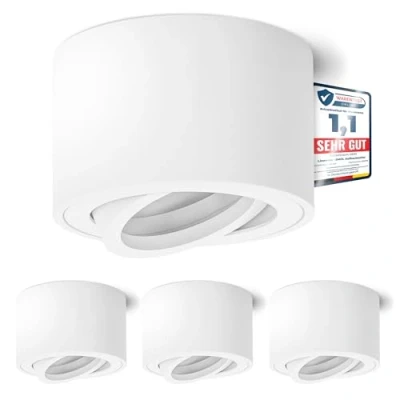 Obrázek linovum 4 kusy SMOL Downlight extra ploché otočné v matně bílé a kulaté světlo na omítku Ø 80 mm pro LED moduly