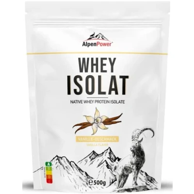 Obrázek AlpenPower Whey Isolat proteinový prášek vanilka 500 g 100% přírodní přísady, bez sladidel krmení trávy vysoce kvalitní z nejlepšího alpského mléka