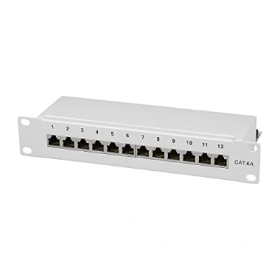 Obrázek LogiLink Professional Cat.6A (500 MHz) propojovací panel rozdělovací pole, 10&quot;, STP (stíněný) 12port (RJ45)