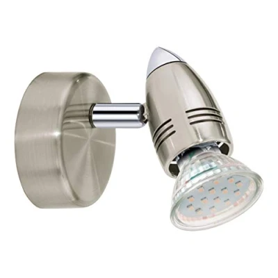 Obrázek EGLO LED nástěnná lampa Magnum LED, nástěnné svítidlo, svítidlo z kovu, do obývacího pokoje v matném niklu, chrom, bodové světlo vč. osvětlovacího prostředku GU10, teplá bílá