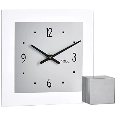 Obrázek AMS Stolní hodiny Quartz, stříbrné, 19 x 16 4 cm, stříbrná, Moderní