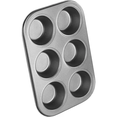 Obrázek Chef Aid Plech na muffiny a cupcaky, 6 otvorů, nepřilnavý, šedý