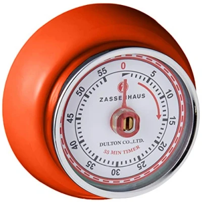 Obrázek Zassenhaus Kuchyňská minutka SPEED, oranžová, Ø 7 cm x 3 cm, analogový ukazatel času s funkcí alarmu, odpočítávací hodiny podporují časové plánování při vaření nebo pečení