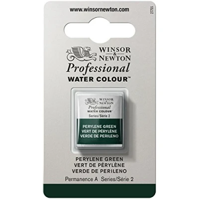 Obrázek Winsor &amp; Newton 0101460 profesionální akvarelová barva, živé vodní barvy v umělecké kvalitě, vysoká zářivost barev a svítivost, stálá na světle, archivní kvalita, 1/2 miska perylenová zelená